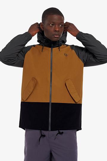 Black Fred Perry Colour Block Sailing Men's Jackets | PH 1185QMAZ